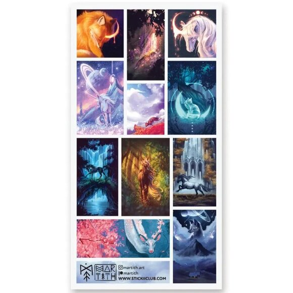 3 for $15 - Celestial Creatures - 1 Sticker Sheet - Fox, Unicorn,‎ & More - NEW - Picture 1 of 4